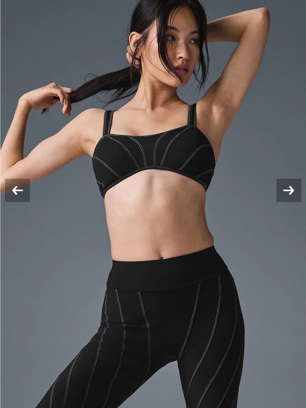 ALO Yoga Black Contrast-Stitch Sports bra and pant set